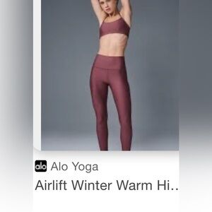 ALO Yoga burgandy truffle High-Waist airlift winter warm Leggings & bra